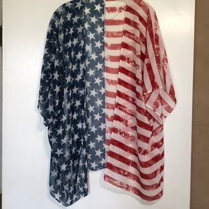 American Flag Kimono. Sheer.  One Size